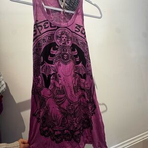 NWT 100% Cotton Purple Graphic Tank Top / Tunic - medium